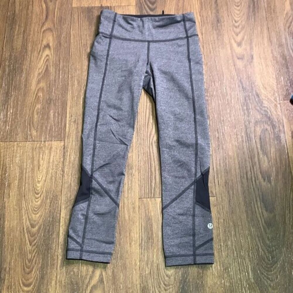 Lululemon Pace Rival Crop *22" pants gray‎ / Black (First Release) leggings